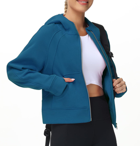 Custom High Quality New Design Pocket <b>Jacket</b> Fleece Fashion Streetwear <b>Women</b> Hoodie Blank Cropped <b>Zip</b> <b>up</b> Hoodie for <b>Women</b> - Product Image 2