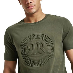 Chemises décontractées pour hommes, nouvelle collection 2024 du fabricant OEM, respirantes, 340 grammes, col rond, logo personnalisé, 100% coton, tissu peigné, motif lettre - Product Image 3