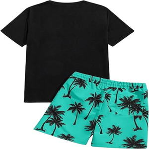 Ensemble de 2 pièces pour homme, t-shirt à imprimé graphique et short à taille élastique, tenue décontractée respirante, t-shirt à manches courtes personnalisé pour l'été - Product Image 2