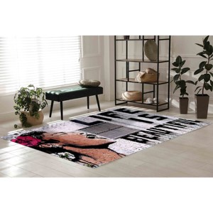Alfombra de Lana Ecológica con Diseño de Mujer de Banksy, Alfombra de Chenilla con Parches, Impresión 3D, Antideslizante con Base de Látex - Product Image 5