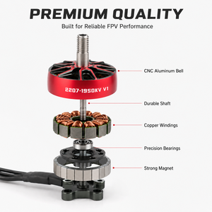 Motor sin Escobillas 2207 1950KV V1 FPV de Alto Empuje para Drones de Carreras y Cuadricópteros Freestyle - Product Image 5
