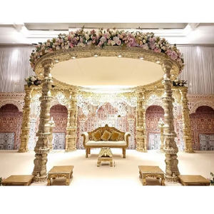 Mandap de mariage en bois sculpté sur le thème du Maharaja Haveli, Mandap de mariage Padmavati, Mandap de mariage gujarati, Mandap exclusif Raj Mahal, Canada - Product Image 1