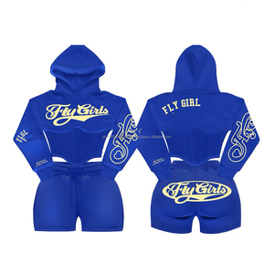 Conjunto de Dos Piezas de Verano para Hombre, Sudadera con Capucha y Pantalones Cortos, 100% Algodón, Tallas Grandes, Color Sólido, Logotipo Personalizado Serigrafiado - Product Image 4