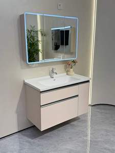 Modern Luxury High Grade <b>Wall</b>-mounted Furniture Bathroom Vanity with Integrated Ceramic Sink and two drawers - Product Image 1