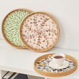 Bandeja de madreperla de ratán de la mejor calidad para banquetes de boda, bandejas de fregona hechas a mano - Product Image 2