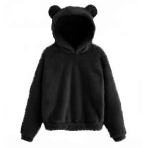 Sudadera con Capucha de Felpa Sherpa Personalizada con Orejas de Oso para Hombre, Sudadera Unisex con Capucha de Oso de Peluche Gruesa para Hombre - Product Image 6