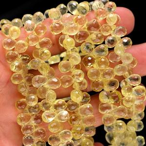 Cuentas de lágrima facetadas de cuarzo limón cuentas de Briolette de cuarzo limón Natural para COLLAR COLGANTE pendientes fabricación de joyas artesanías - Product Image 3
