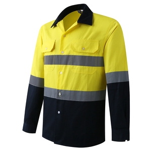 Logotipo de la empresa y camisa polo de trabajo con estampado de texto para hombre Hi Vis Button Miner Work Shirt Reflective Yellow Orange Navy Safety Cotton Shirts - Product Image 6