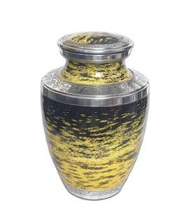 Urnas funerarias de cremación de aluminio con copos amarillos para adultos, estilo hermoso humano, urna funeraria de entierro hecha a mano, ceniza, tamaño personalizado - Product Image 1