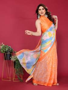 <b>Ethnic</b> Style Adult <b>Bandana</b> Floral Pattern Moss Chiffon Silk Saree Print Eco-Friendly Stretchable India Origin All Seasons - Product Image 6