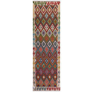 Tapis de couloir Maimana Afghanistan Kilim 302 x 93 cm - Product Image 1