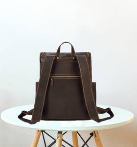Vente en gros 2025 sac à dos vintage en cuir délavé grande capacité souple et durable avec fermeture à glissière sac à dos en cuir de randonnée LBP-0171 - Product Image 2