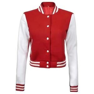 Chaqueta universitaria recortada con logotipo personalizado para mujer Estilo de béisbol con opciones de impresión Chaquetas universitarias de bombardero cortas - Product Image 5