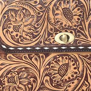 Bolso de Mano Occidental de Cuero Genuino con Diseño Floral Hecho a Mano, Cierre de Cremallera y Decoración de Borlas, Disponible en Existencia para Chicas - Product Image 3