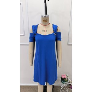 Robe courte en viscose à épaules dénudées pour femme Jane's avec détails ajourés - Style décontracté à col rond pour l'été - Product Image 5