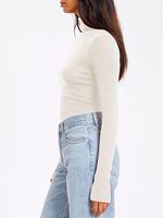 Hauts thermiques pour femmes à col roulé, manches longues, unis, décontractés, tricotés à l'ordinateur, 18GG, polyester/coton, séchage rapide, doublure en coton