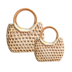 Bolso de mano de jacinto de agua duradero y elegante, bolso de mano para mujer, cestas de mujer seguras y elegantes hechas a mano - Product Image 1