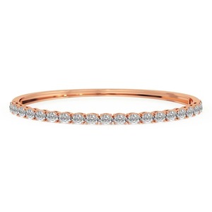 Bracelet jonc ouvrable en or massif 14 carats avec diamant ovale incurvé cultivé en laboratoire, 1 carat total, couleur F-G, pureté VS, 19 diamants, élégant et raffiné - Product Image 3