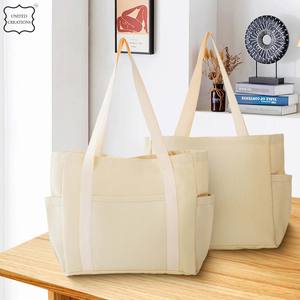 กระเป๋าผ้าแคนวาสแบบออแกนิกสำหรับผู้หญิง, กระเป๋าผ้าแคนวาสแบบสองโทนสีกระเป๋าลำลองรีไซเคิลได้สำหรับช้อปปิ้งและชายหาด - Product Image 4