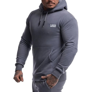 Sudaderas con capucha ajustadas para hombre con logotipo personalizado, bolsillo canguro con cremallera, transpirables básicos, mezcla de algodón - Product Image 5