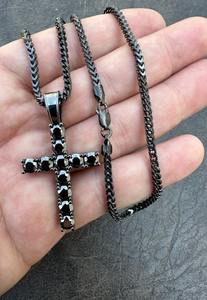 925 <b>sterling</b> <b>Silver</b> Black Moissanite Oxidized Rhodium tennis <b>Cross</b> Women <b>Pendant</b> Customized Jewelry Gift For Her - Product Image 5