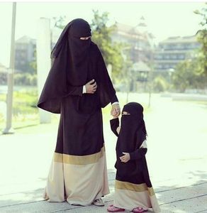 Estilo étnico islámico modesto madre e hija a juego Abaya nuevas colecciones Nida tela niños Hijab Casual Formal - Product Image 4