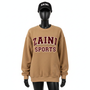 เสื้อสเวตเชิ้ตผ้าฟลีซสำหรับผู้หญิง น้ำหนัก 340 แกรม เนื้อผ้านุ่ม สีน้ำตาลอ่อน พร้อมงานปักไหมพรม ปักโลโก้ตามสั่ง เสื้อสเวตเชิ้ตระบายอากาศสำหรับผู้หญิง - Product Image 1