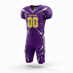 ชุดยูนิฟอร์มอเมริกันฟุตบอลแบบซับลิเมชั่นที่ปรับแต่งได้ พร้อมกางเกงขาสั้น ผลิตจากโพลีเอสเตอร์ 100% ระบายอากาศได้ดี พร้อมตำแหน่งโลโก้ด้านหน้า - Product Image 3