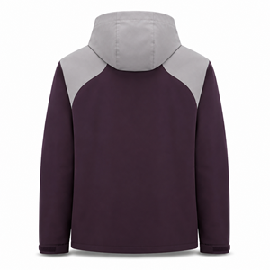 Chaqueta Cortavientos con Capucha para Hombre, Color Gris Ciruela, Ligera, Resistente al Agua, de Poliéster y Spandex, Diseño Colorblock, MOQ Bajo, para Senderismo - Product Image 2