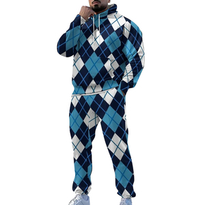 Comfortable Casual Tracksuit <b>Pullover</b> Digital Printing Hooded Suit 2-Piece Set for <b>Men</b> Plus Size with Cotton Filling Quality2026 - Product Image 1