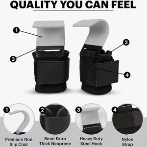 Accesorios de fitness de la mejor calidad, logotipo personalizado, levantamiento de pesas, culturismo, ejercicio, gimnasio, ganchos de levantamiento de pesas - Product Image 4