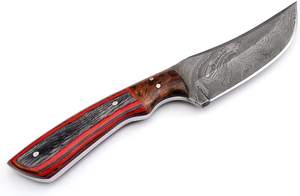 Couteau à lame fixe en acier damas fait à la main de taille personnalisée manche en bois de couleur gaine en cuir en acier à haute teneur en carbone couteau d'épineuse OEM - Product Image 4