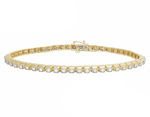 Stylish 10K Gold Lab Grown Diamond <b>Bracelet</b> Crafted in Single Row Tennis Pattern for Everyday Sophisticated Look - Product Image 1