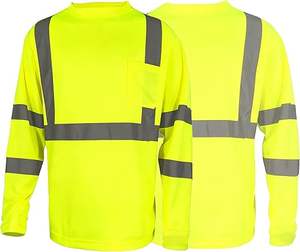 Camisas de Manga Larga de Alta Visibilidad para Hombre, Camisas de Trabajo Reflectantes con Bolsillo Delantero - Product Image 1