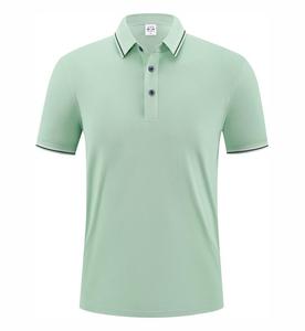 Polo de cuello a rayas de seda helada con diseño de logotipo personalizado OEM ropa de trabajo y algodón de manga corta de verano para hombres - Product Image 1