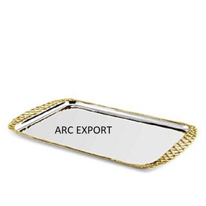 Superb Quality Customized Shape Metallic Gold Food Serving <b>Tray</b> Latest Designing Handmade <b>Large</b> Table Decoration Food <b>Tray</b> - Product Image 4