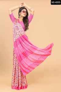 Élégant Porter Ethnique Imprimé Floral Soie Saree et Banglory Soie Blouse pour Casual et Festival Porter Fantaisie Saree pour Femmes Porter - Product Image 2