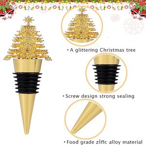 Gold Christmas Tree <b>Wine</b> Bottle Stopper Reusable Alloy Decorative Stoppers and Beverage for Xmas Party Wedding Birthday Supplies - Product Image 4