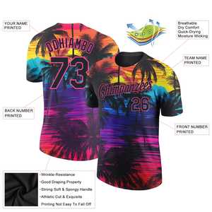 Camiseta de manga corta con estampado de árbol de playa Hawaiano Unisex personalizada de fábrica, camisa de verano de media manga con cuello redondo de algodón polivinílico de secado rápido - Product Image 2