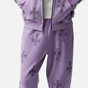 Vêtements d'extérieur de haute qualité pour hommes, survêtement en strass, service OEM, vente directe d'usine, survêtement en strass 100% coton - Product Image 4