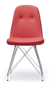 เก้าอี้ทานอาหารหุ้มเบาะคุณภาพสูง ทันสมัย นั่งสบาย ฐานโลหะ สีแดง - Product Image 4