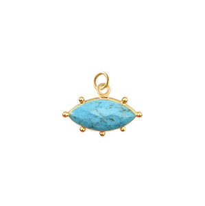 925 Sterling Silver Marquise Facettes Turquoise Gemme DIY Fabrication de Bijoux Charme Pendentif Or Vermeil Lunette Romantique Petit Cadeau - Product Image 1