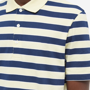 เสื้อโปโลผ้าฝ้ายลายทางสีขาวสำหรับผู้ชายเสื้อโปโลพิมพ์ลายตามน้ำหนัก100% ออกแบบโลโก้ได้ตามต้องการ - Product Image 3