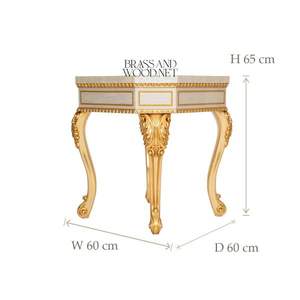 Ensemble de table en bois peint à la main, classique et luxueux, doré - Product Image 5