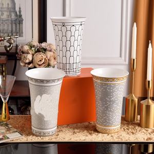 Jarrón de Cerámica Abierto, Línea Negra, Minimalista, Ecológico, Decoración Creativa y Sencilla para el Hogar, Artesanía - Product Image 2