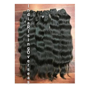 Paquetes de cabello indio de onda natural virgen sin procesar Cabello de templo sin procesar con tramas gruesas Brillo natural y calidad de larga duración - Product Image 1