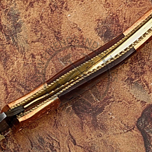 Cuchillo plegable de acero Damasco de alta calidad con mango de refuerzo de COBRE sólido Cuchillo de bolsillo compacto y duradero para exteriores a la venta - Product Image 4