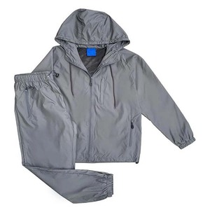 Ababus Sports Tracksuits Veste coupe-vent 2 pièces pour homme, couleur grise, pantalon zippé, vêtements de sport, survêtements en polyester - Product Image 1