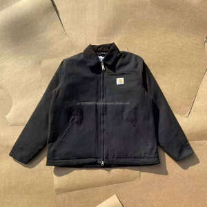 เสื้อแจ็คเก็ตยีนส์สไตล์เรโทรสำหรับผู้ชาย เสื้อแจ็คเก็ตทำงานลำลองสำหรับฤดูหนาว ผ้าแคนวาส เหมาะสำหรับคนขับรถบรรทุก เสื้อผ้าทำงานผู้ชาย แจ็คเก็ตอุ่นสบาย - Product Image 1