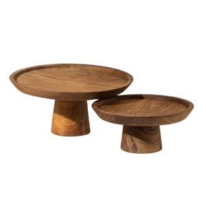Venta caliente Jali Soporte de pastel de madera Soporte de pastel redondo natural Decoración de bodas y fiestas Madera redonda elegante y elegante - Product Image 1